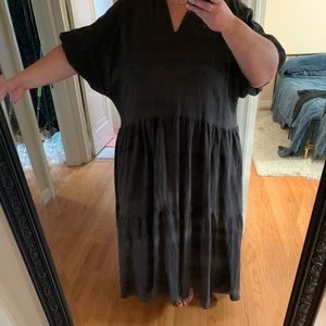 HACKWITH DESIGN sz +3/4 tiered linen maxi dress